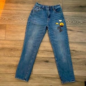 Pacsun retro jean mom ankle jeans size 24 patches as design